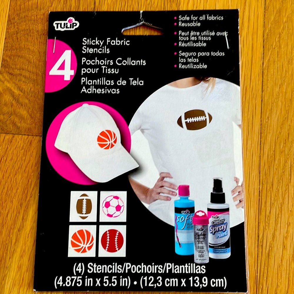 NIP Tulip Sports Sticky Fabric Stencils